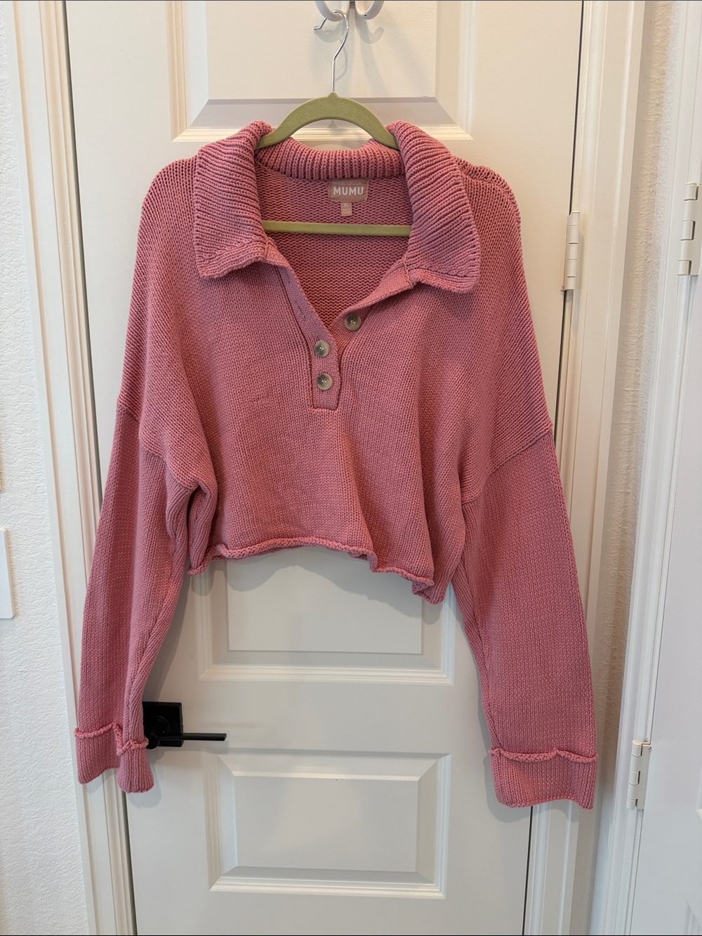 Show Me Your MuMu Cropped Knit Pullover in Rose